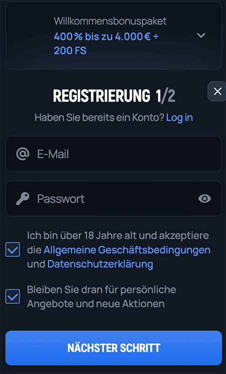 Aerobet™ Casino Registrierung